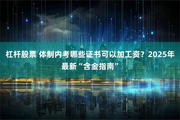 杠杆股票 体制内考哪些证书可以加工资？2025年最新“含金指南”