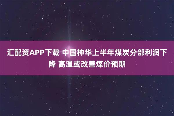 汇配资APP下载 中国神华上半年煤炭分部利润下降 高温或改善煤价预期